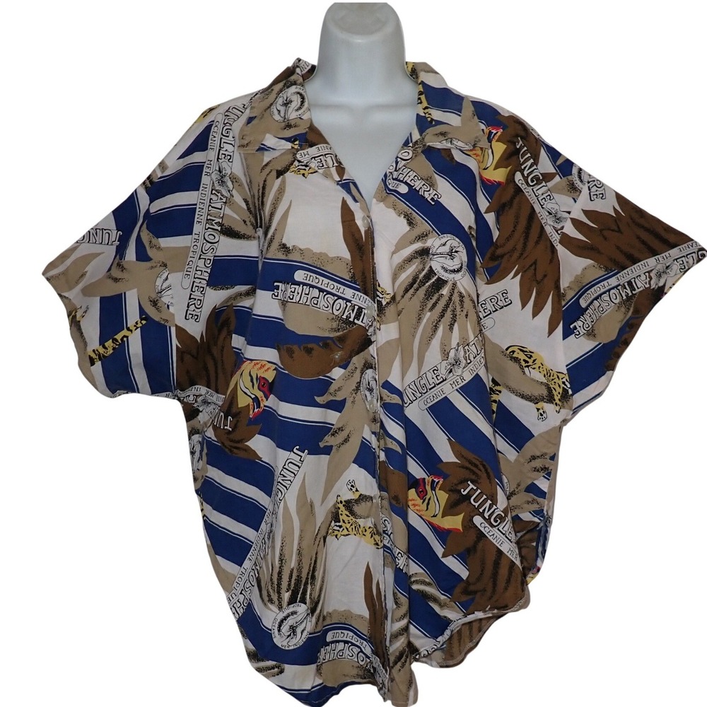 Peggy‎ Lou Vintage Jungle Tropical Shirt Women 44 Vintage Fish California XL